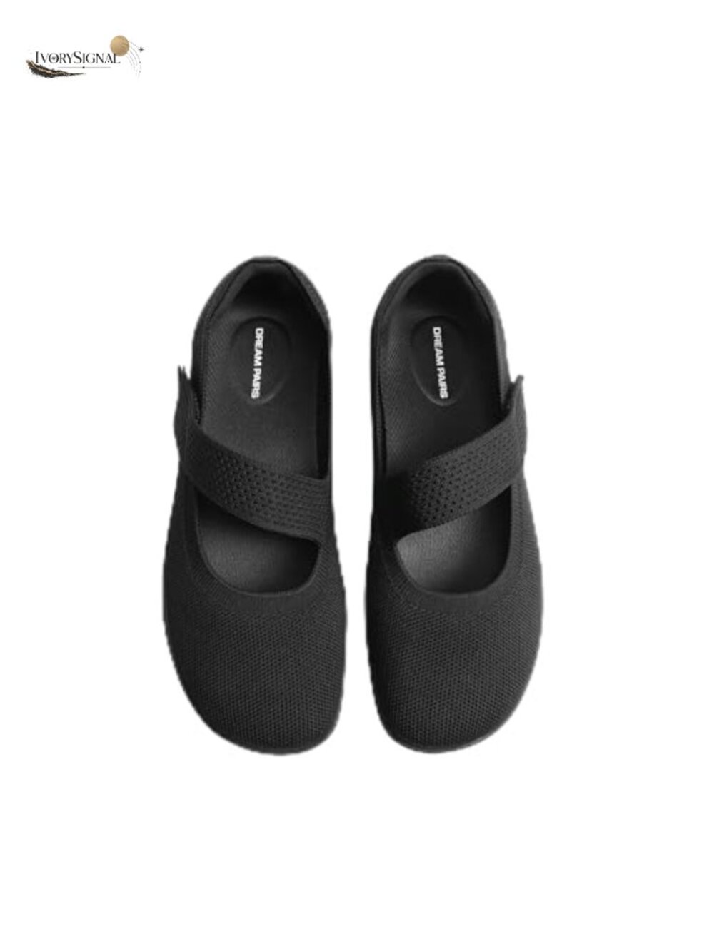 Wide Toe Mary Jane Ballet Flats Knit Upper Arch Support Machine Washable